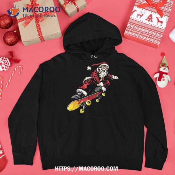 Santa Claus On Skateboard Funny Christmas Xmas Shirt, Santa Claus 1985