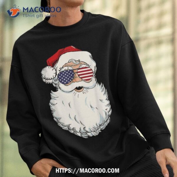 Santa Claus Patriotic Usa Sunglasses Christmas In July Shirt, Merry Christmas Santa