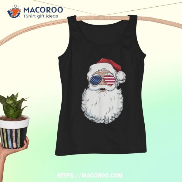 Vintage Santa Claus Patriotic Usa Sunglasses Christmas In July Shirt