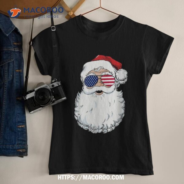 Vintage Santa Claus Patriotic Usa Sunglasses Christmas In July Shirt