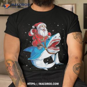 Santa Claus Riding Shark Christmas Boys Merry Sharkmas Xmas Shirt, Santa Tracker 2023