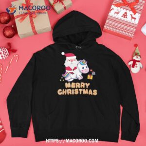 santa claus with unicorn merry christmas shirt merry christmas santa hoodie