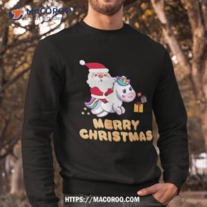 santa claus with unicorn merry christmas shirt santa tracker 2023 sweatshirt