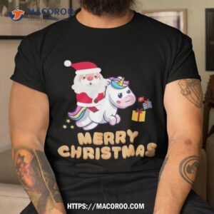 Santa Claus With Unicorn Merry Christmas Santa Shirt