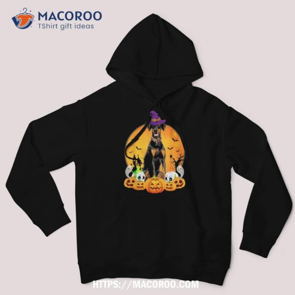 Scary Pumpkin Skull Witch Doberman Dog Halloween Shirt, Skeleton Head