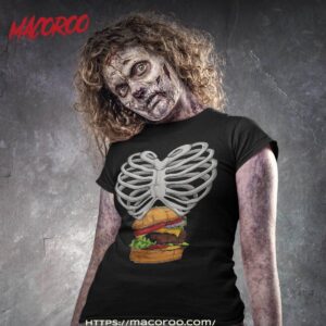 scary skeleton shirts halloween skull rib cage burger shirt spooky scary skeletons tshirt