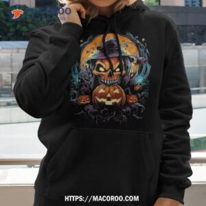 scary spooky castle halloween pumpkin witch shirt hoodie