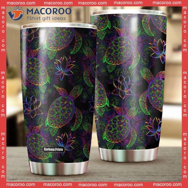 Sea Turtle In Psychedelic Multicolor Stainless Steel Tumbler