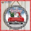 Season’s Greetings, Cats On Red Truck, Personalized Cat Christmas Wooden Signs