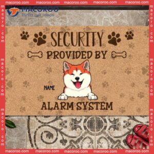 Security Provided By Alarm System Outdoor Door Mat, Gifts For Dog Lovers, Custom Doormat