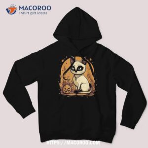 siamese cat cute pumpkin halloween kitten shirt hoodie