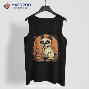 siamese cat cute pumpkin halloween kitten shirt tank top