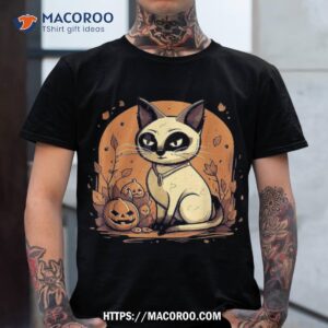 siamese cat cute pumpkin halloween kitten shirt tshirt