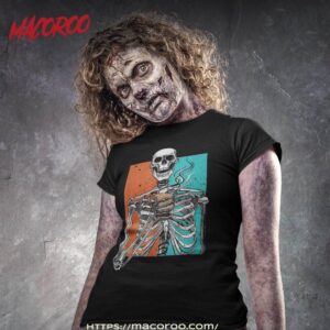 skeleton drinking coffee lover funny halloween skull shirt halloween skull tshirt