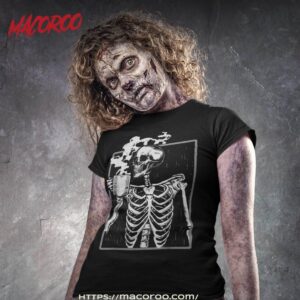 Skeleton Drinking Coffee Lover Funny Halloween Skull Shirt, Skeleton Head