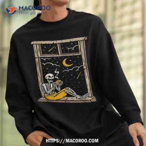 skeleton drinking coffee lover funny halloween skull themed shirt halloween skull sweatshirt