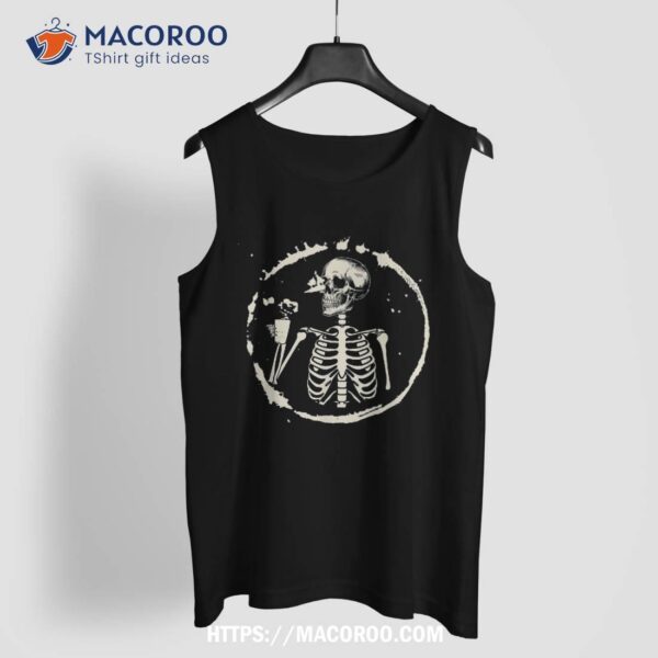 Skeleton Drinking Coffee Shirt, Lazy Halloween Costume Skull Shirt, Skeleton Masks