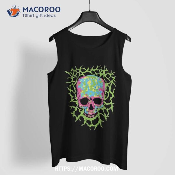 Skeleton Face Halloween Costume Spooky Radioactive Skull Shirt, Spooky Scary Skeletons