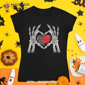 skeleton hand heart sign bones costume love skull tapestry shirt sugar skull pumpkin tshirt 1