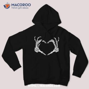 skeleton hand heart sign shirt funny halloween costume 2022 halloween birthday gifts hoodie