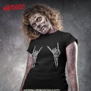 Skeleton Hand Rocker Graphic Rock On Star Trendy Halloween Shirt, Halloween Skull