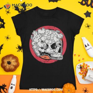 skeleton holding a cat shirt lazy halloween costume skull skeleton masks tshirt 1