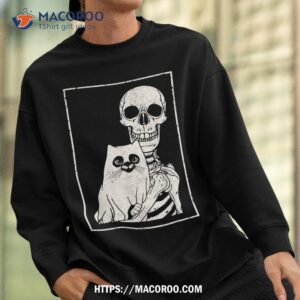 skeleton holding cat lazy halloween skull kitten spooky shirt skeleton masks sweatshirt