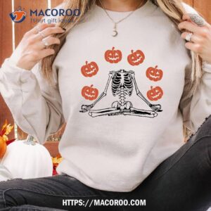 skeleton namaste halloween pumpkin sweatshirt 2