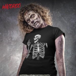 Skeleton Peace Sign Skull Halloween Grunge Alt Aesthetic Shirt, Sugar Skull Pumpkin