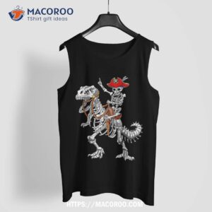 skeleton pirate riding dinosaur halloween spooky shirt skeleton masks tank top