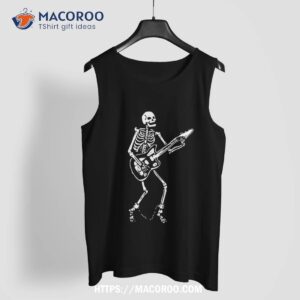 skeleton playing guitar halloween costume skull guitarist shirt skeleton head tank top