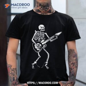 Skeleton Playing Guitar Halloween Costume Skull Guitarist Shirt, Skeleton Head
