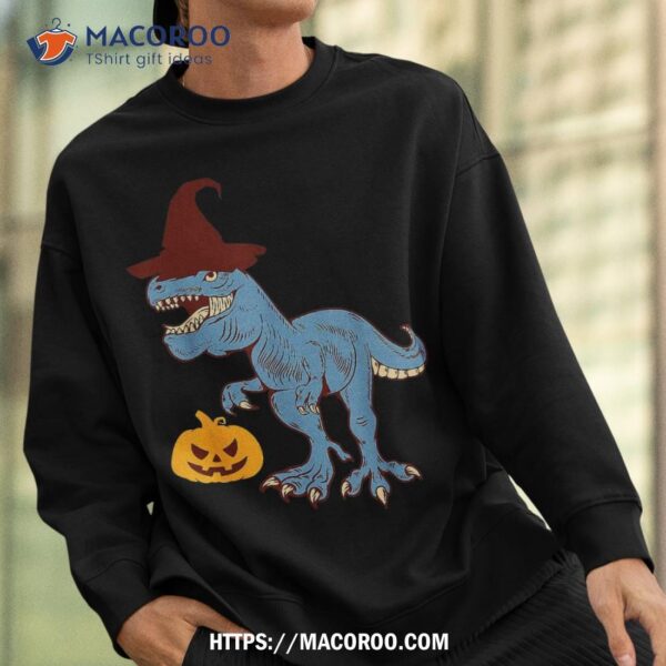 Skeleton Riding Mummy Dinosaur T Rex Halloween Funny Pumpkin Shirt, Scary Skull