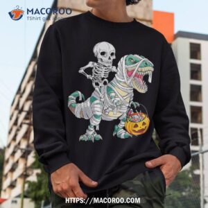 skeleton riding mummy dinosaur t rex halloween kids boys shirt skeleton head sweatshirt