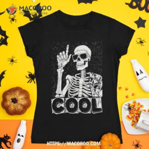 skeleton rock hand halloween costume cool music rocker shirt spooky scary skeletons tshirt 1