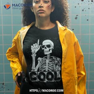 skeleton rock hand halloween costume cool music rocker shirt spooky scary skeletons tshirt 2