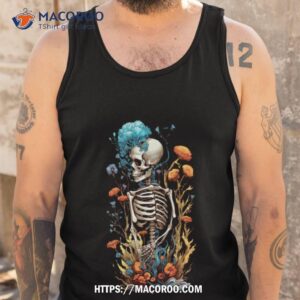 skeleton with spring botanicals halloween shirt tank top