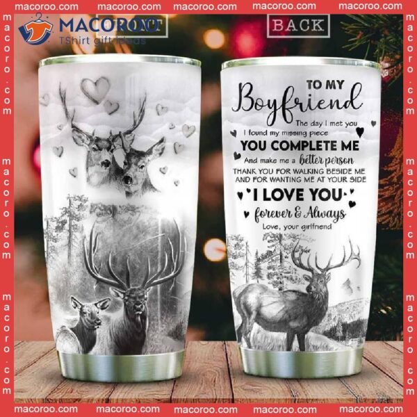 Sketch Deer Couple To My Boyfriend Stainless Steel Tumbler