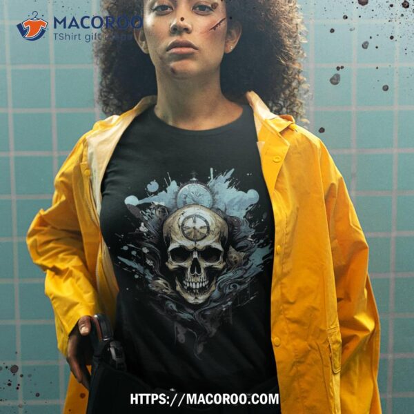 Skull & Clock, Gothic, Halloween Day Of The 2023 Graphic Shirt, Halloween Skull