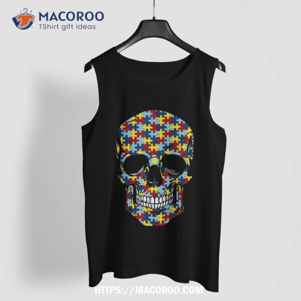 Skull Autism Awareness Art Halloween Shirt Or Gift, Scary Skull