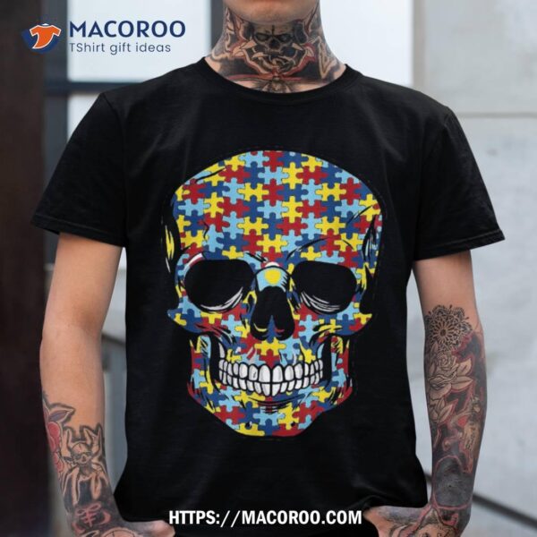 Skull Autism Awareness Art Halloween Shirt Or Gift, Scary Skull