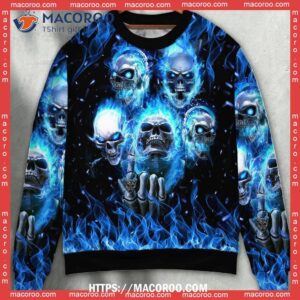 Skull Blue Angry Ugly Christmas Sweater Men