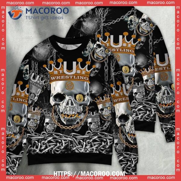 Skull Blue Smoke Flaming Cheap Ugly Christmas Sweater