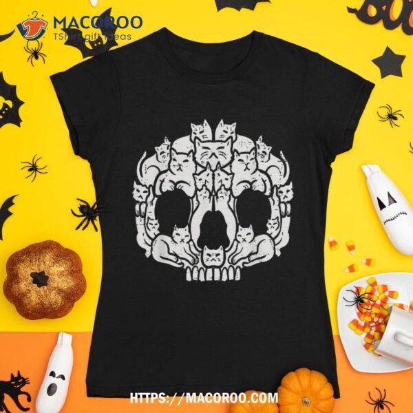 Skull Cats Kitten Kitty Skeleton Halloween Kids Shirt, Halloween Skull