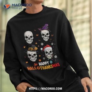 skull costume halloween thanksgiving happy hallothanksmas shirt sugar skull pumpkin sweatshirt