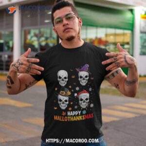 skull costume halloween thanksgiving happy hallothanksmas shirt sugar skull pumpkin tshirt