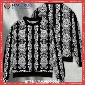 skull diamond pattern black and white sweater ugly christmas disney ugly christmas sweater 2