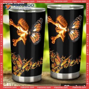 Skull Fire Cross Butterfly Stainless Steel Tumbler