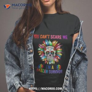 Skull Flower You Can’t Scare Me I’m A Cancer Survivor Halloween 2023 Shirt