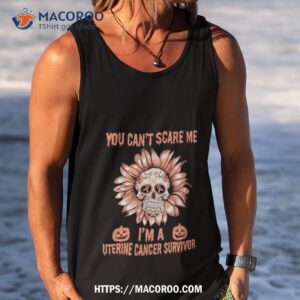 skull flower you can t scare me i m a uterine cancer survivor halloween 2023 shirt tank top